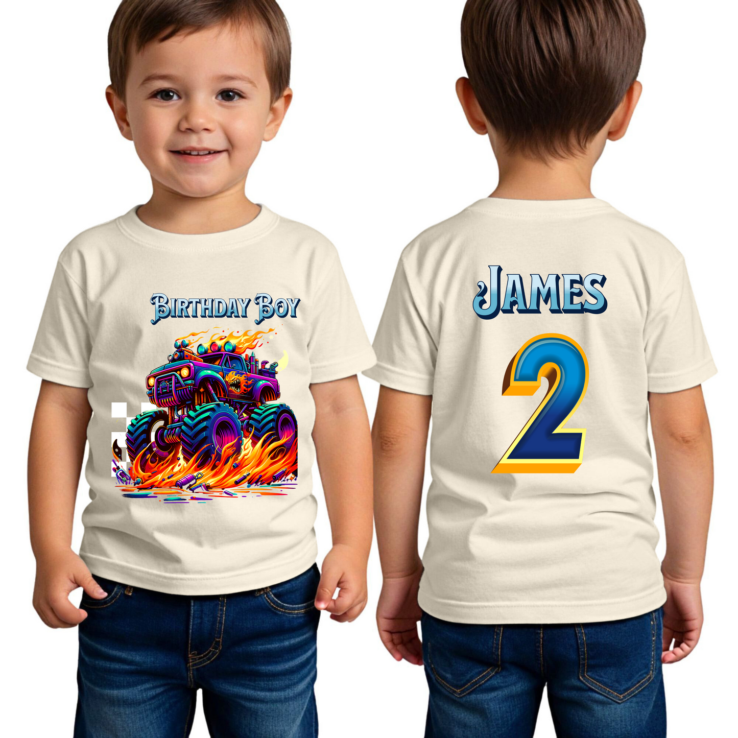 Personalized Monster Truck Name Shirt For Birthday