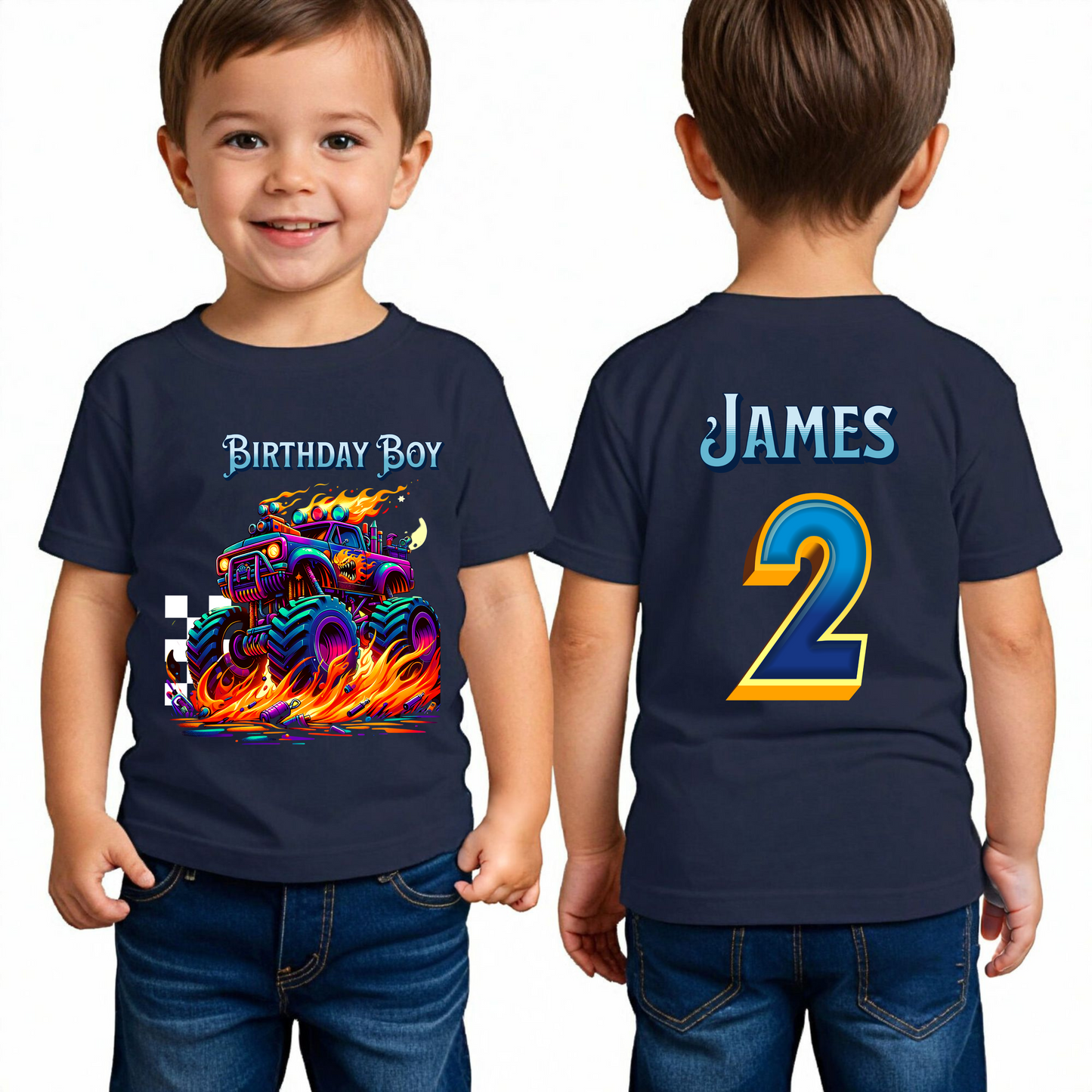 Personalized Monster Truck Name Shirt For Birthday