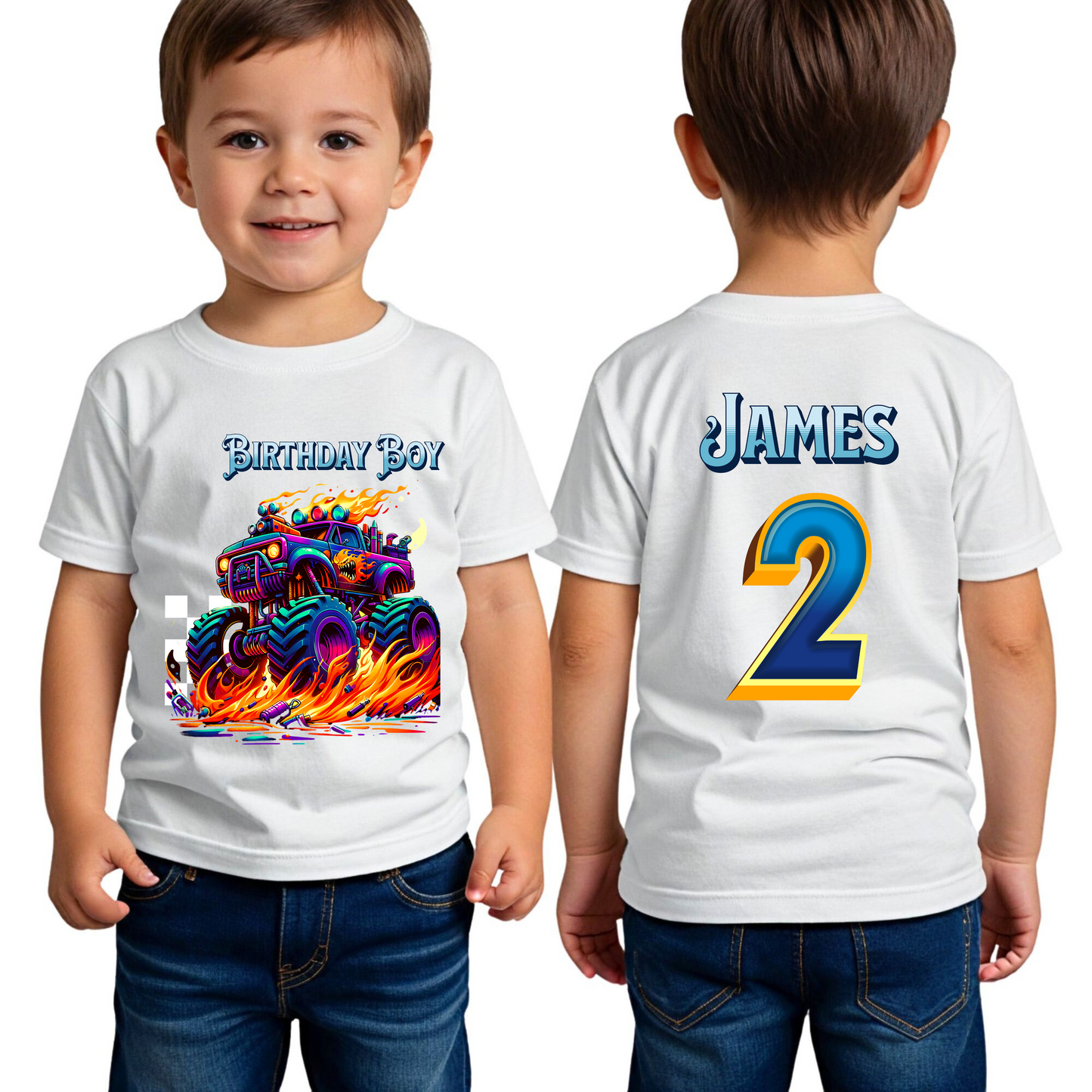 Personalized Monster Truck Name Shirt For Birthday