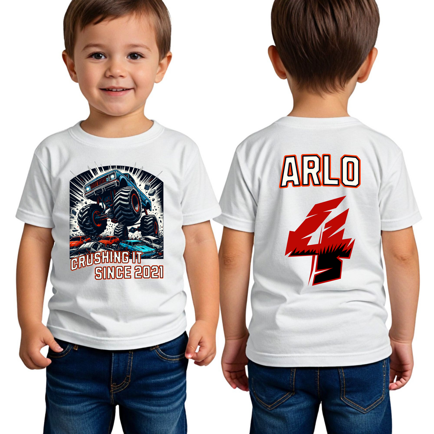 Personalized Monster Truck Name Shirt For Birthday