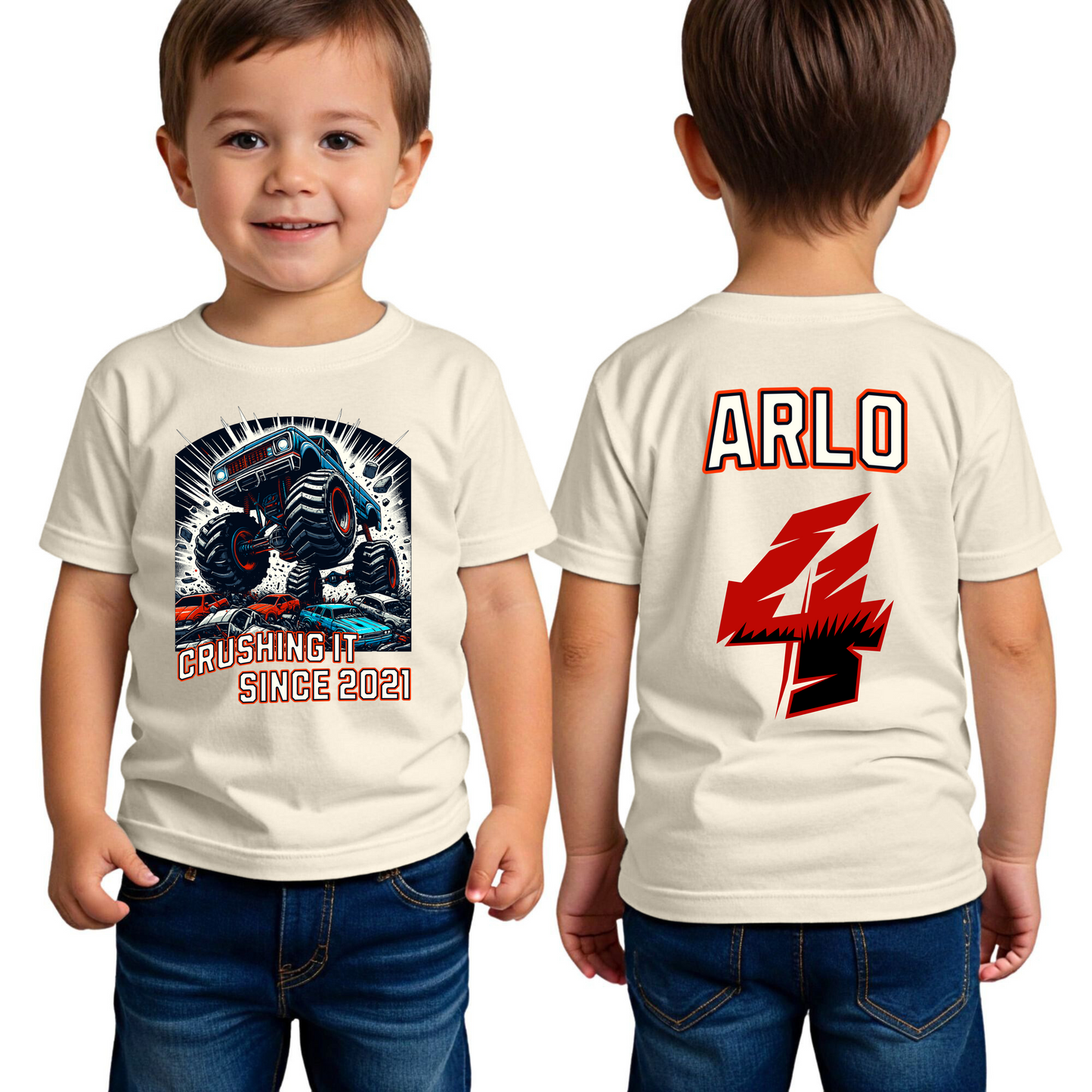 Personalized Monster Truck Name Shirt For Birthday