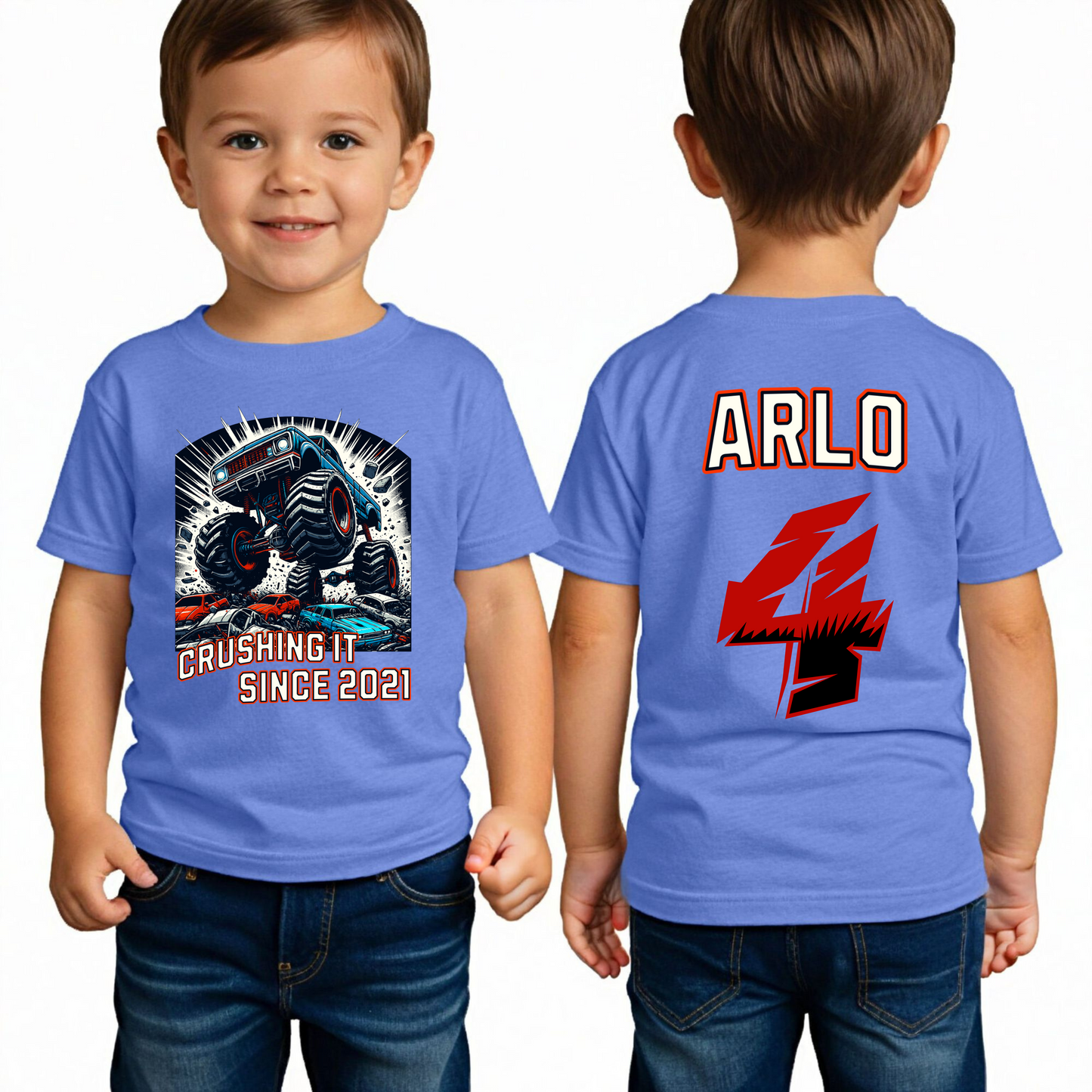 Personalized Monster Truck Name Shirt For Birthday