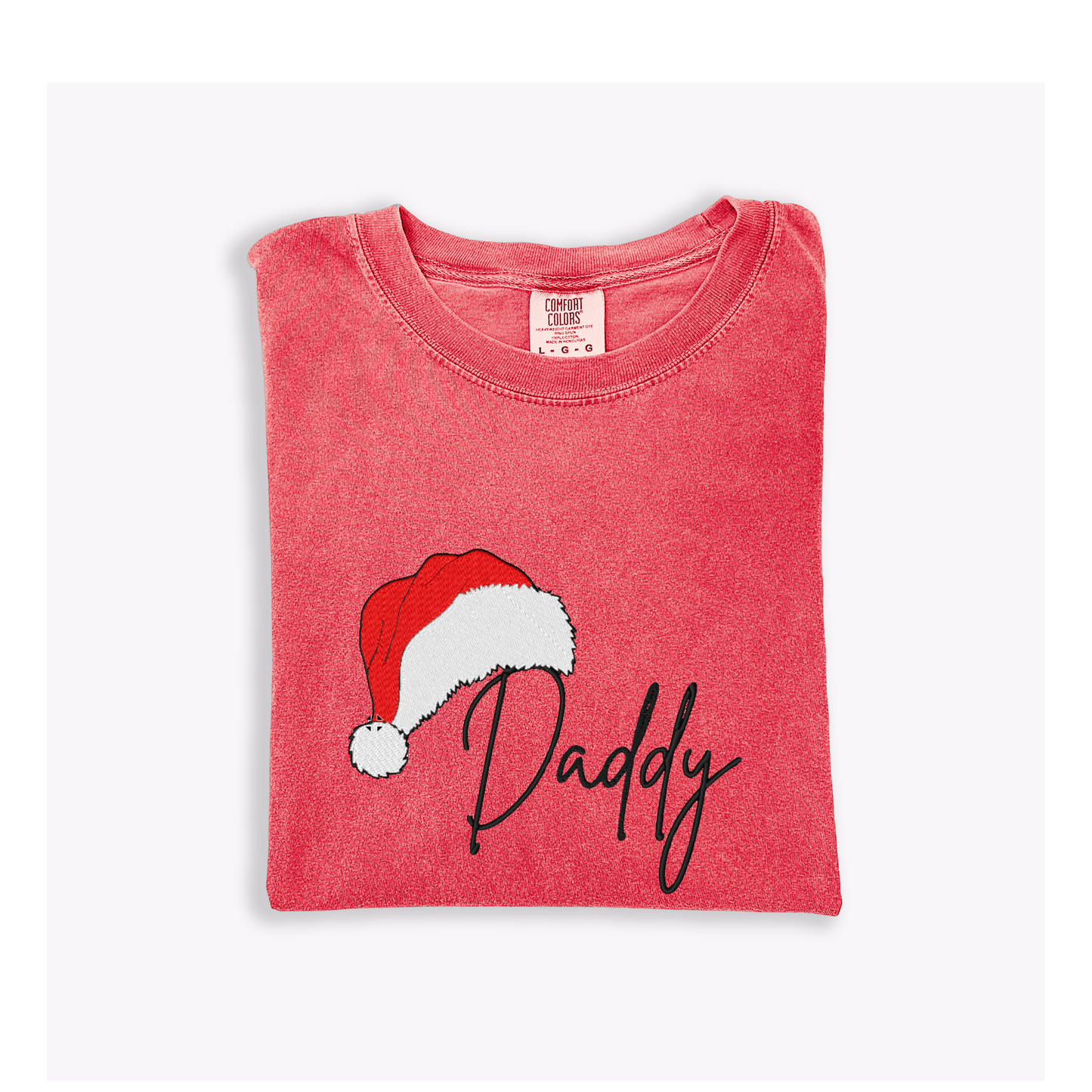 Christmas Santa Hat Family Adult Embroidered T-shirt