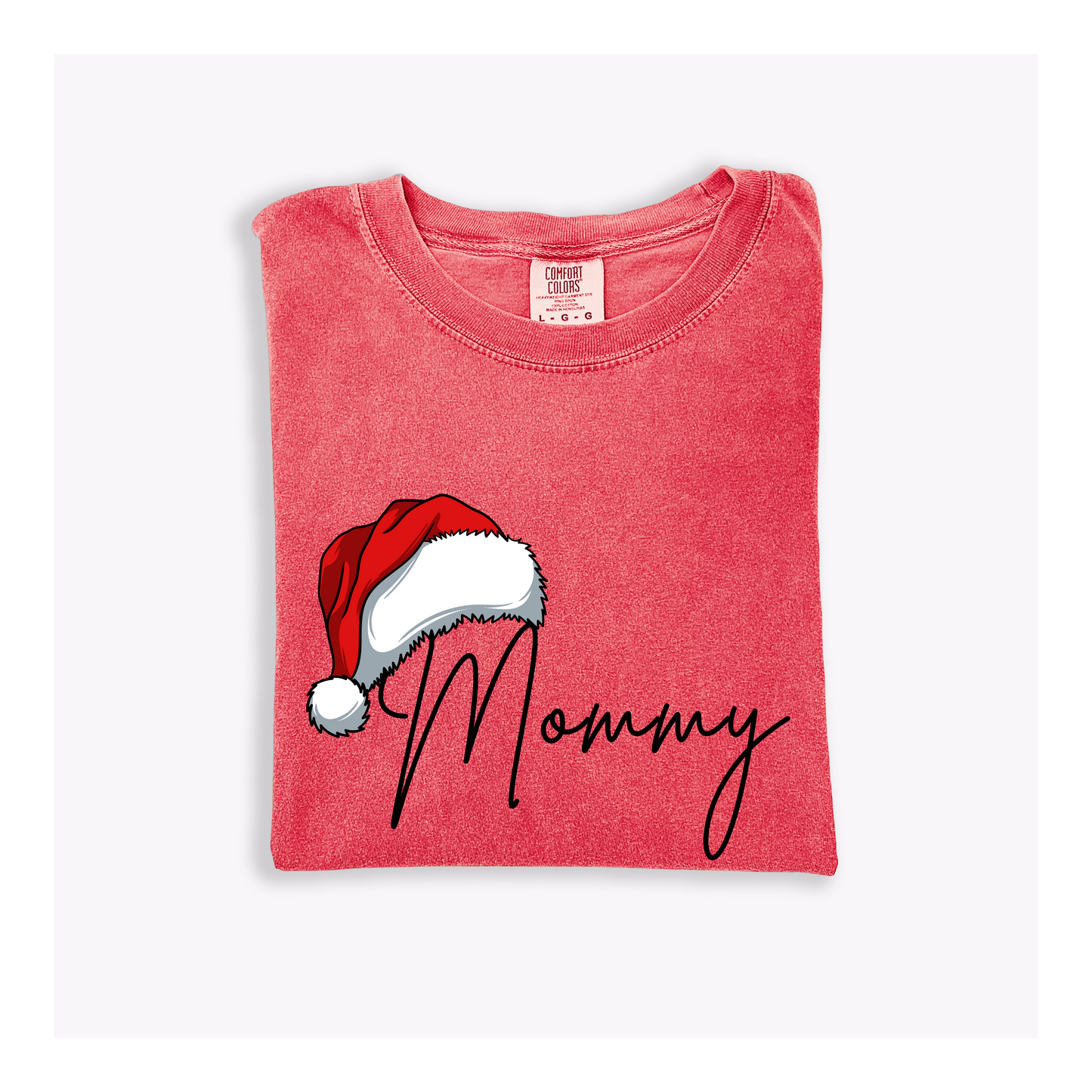 Christmas Santa Hat Family Adult Embroidered T-shirt