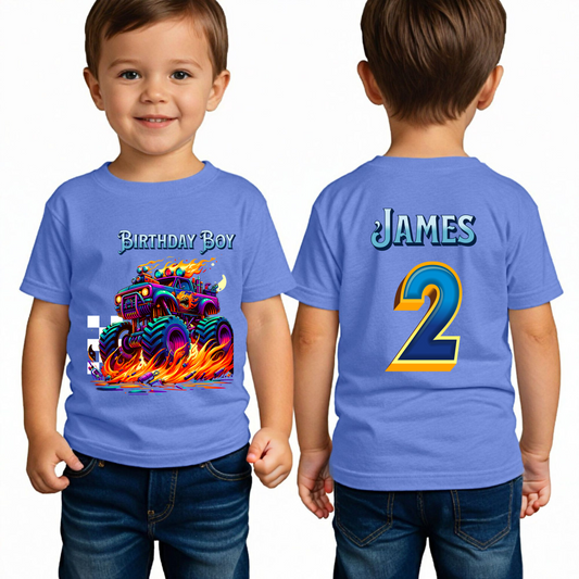 Personalized Monster Truck Name Shirt For Birthday