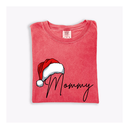 Christmas Santa Hat Family Adult Embroidered T-shirt